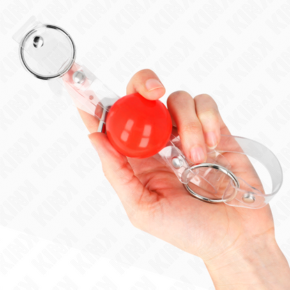 KINK - RED TRANSPARENT PVC BALL 4 CM GAG ADJUSTABLE - My naughty haven #