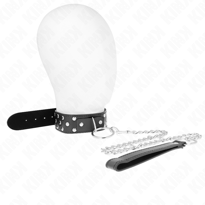KINK - RING RIVET STRAP NECKLACE WITH BELT 65 CM BLACK ADJUSTABLE 36-50 CM X 3.8 CM - My naughty haven #