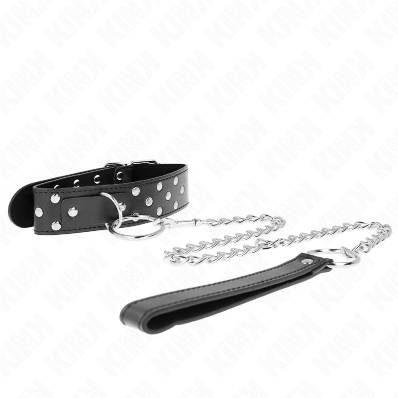 KINK - RING RIVET STRAP NECKLACE WITH BELT 65 CM BLACK ADJUSTABLE 36-50 CM X 3.8 CM - My naughty haven #