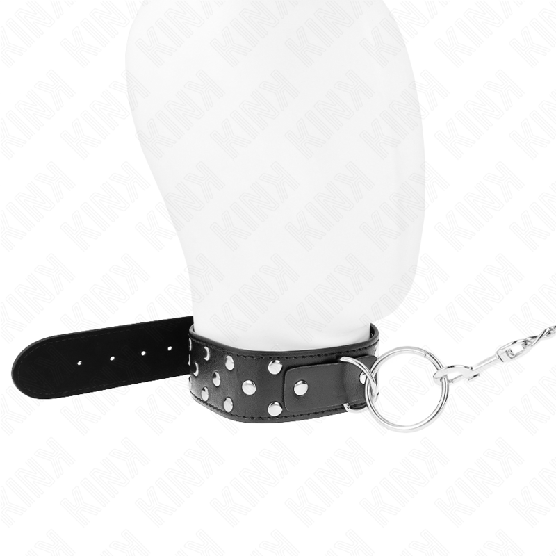 KINK - RING RIVET STRAP NECKLACE WITH BELT 65 CM BLACK ADJUSTABLE 36-50 CM X 3.8 CM - My naughty haven #