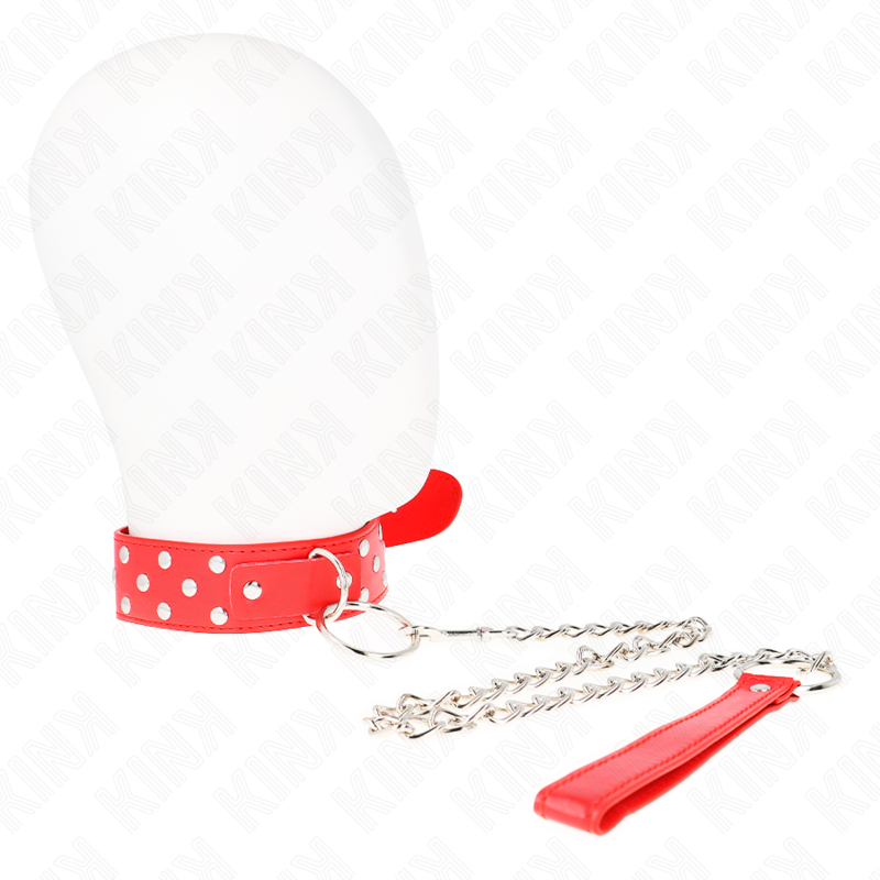 KINK - RING RIVET STRAP NECKLACE WITH BELT 65 CM RED ADJUSTABLE 36-50 CM X 3.8 CM - My naughty haven #