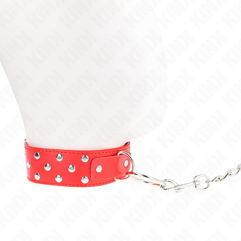 KINK - RING RIVET STRAP NECKLACE WITH BELT 65 CM RED ADJUSTABLE 36-50 CM X 3.8 CM - My naughty haven #