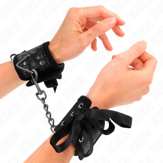 KINK - SCANDAL WRIST RESTRAINTS BLACK LACE DETAILS 24.5 CM X 6.5 CM - My naughty haven #