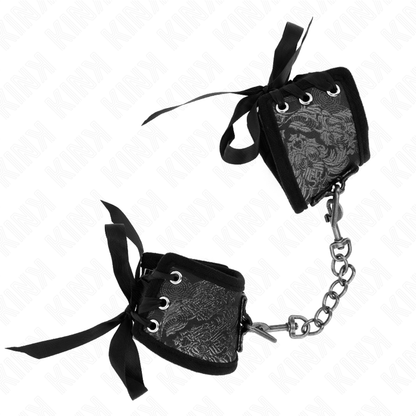KINK - SCANDAL WRIST RESTRAINTS BLACK LACE DETAILS 24.5 CM X 6.5 CM - My naughty haven #