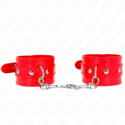 KINK - SHINY HAND CUFFS RED ADJUSTABLE 23-33 CM - My naughty haven #