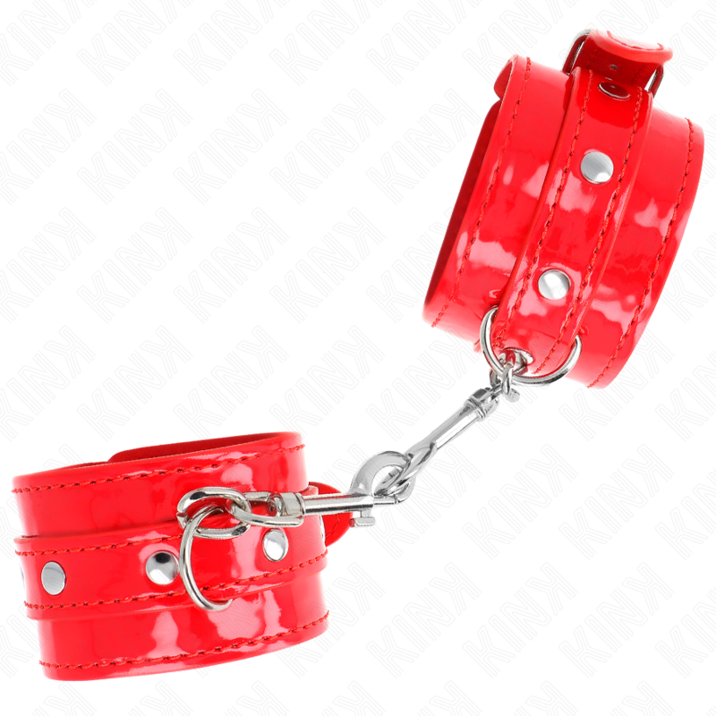 KINK - SHINY HAND CUFFS RED ADJUSTABLE 23-33 CM - My naughty haven #