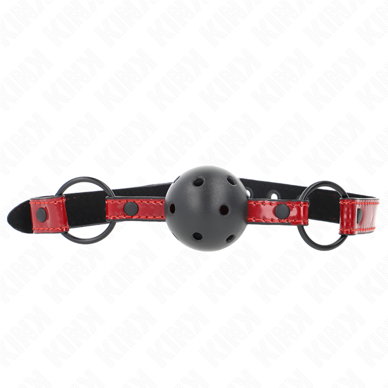 KINK - SHINY LEATHERETTE BALL 4.5 CM GAG 63.5 X 2 CM ADJUSTABLE 41 X 59 CM - My naughty haven #