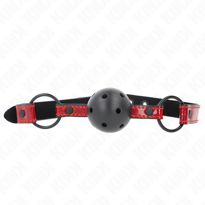 KINK - SHINY LEATHERETTE BALL 4.5 CM GAG 63.5 X 2 CM ADJUSTABLE 41 X 59 CM - My naughty haven #
