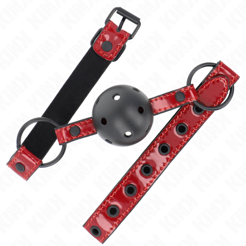 KINK - SHINY LEATHERETTE BALL 4.5 CM GAG 63.5 X 2 CM ADJUSTABLE 41 X 59 CM - My naughty haven #