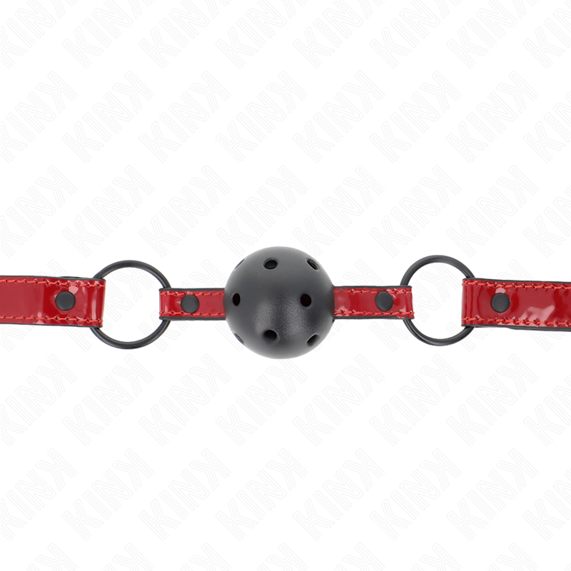 KINK - SHINY LEATHERETTE BALL 4.5 CM GAG 63.5 X 2 CM ADJUSTABLE 41 X 59 CM - My naughty haven #