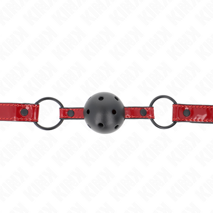 KINK - SHINY LEATHERETTE BALL 4.5 CM GAG 63.5 X 2 CM ADJUSTABLE 41 X 59 CM - My naughty haven #