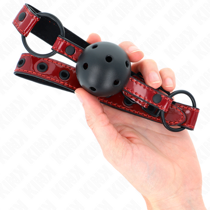 KINK - SHINY LEATHERETTE BALL 4.5 CM GAG 63.5 X 2 CM ADJUSTABLE 41 X 59 CM - My naughty haven #