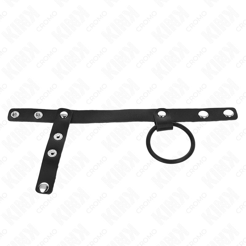 KINK - SILICONE PENIS RING 3.8 CM WITH BALL DIVIDER AND LEATHER STRAP 22 X 1.5 CM - My naughty haven #