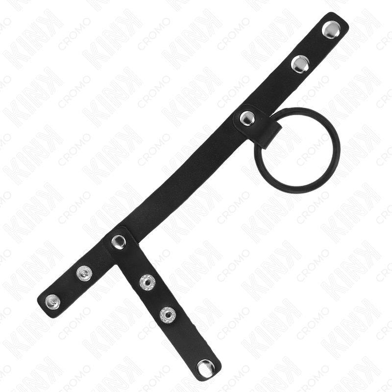 KINK - SILICONE PENIS RING 3.8 CM WITH BALL DIVIDER AND LEATHER STRAP 22 X 1.5 CM - My naughty haven #