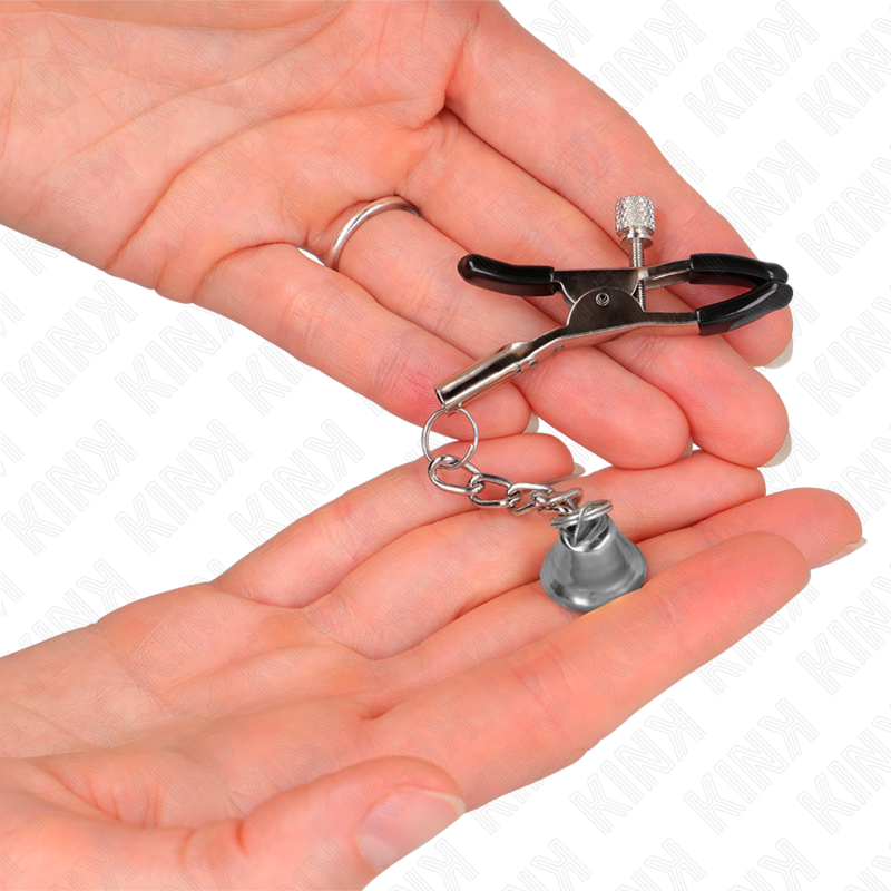 KINK - SILVER BELL PENDANT NIPPLE CLAMPS 6 CM - My naughty haven #