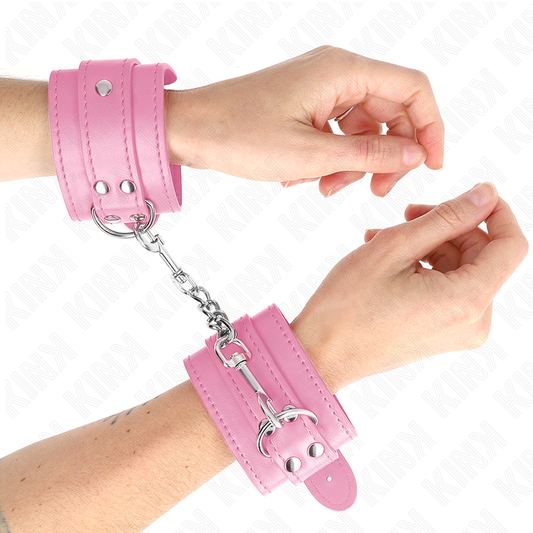 KINK - SIMPLE WRIST RESTRAINTS PINK ADJUSTABLE 20-23 CM X 5.5 CM - My naughty haven #