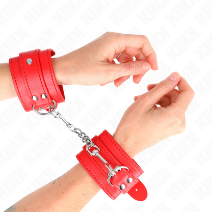 KINK - SIMPLE WRIST RESTRAINTS RED ADJUSTABLE 20-23 CM X 5.5 CM - My naughty haven #
