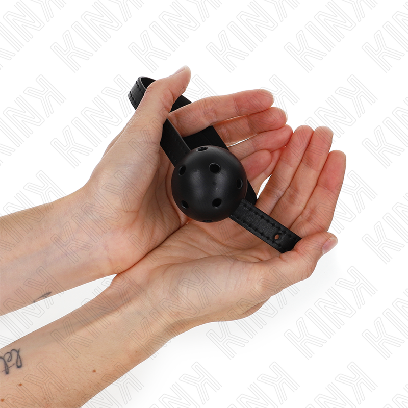 KINK - SIMPLICITY BLACK BREATHABLE BALL 4.5 CM GAG 62 x 1.5 CM - My naughty haven #