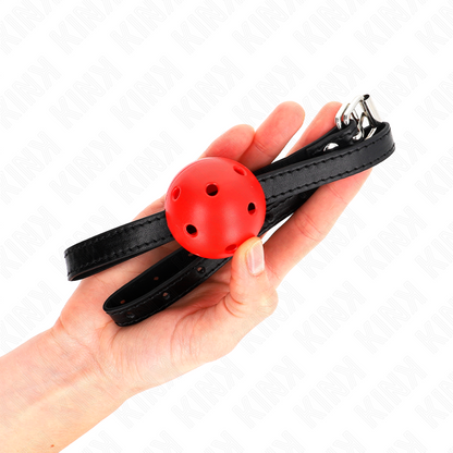 KINK - SIMPLICITY RED BREATHABLE 4.5 CM BALL GAG 62 x 1.5 CM - My naughty haven #