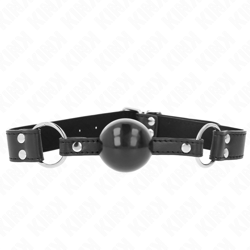 KINK - SOFT AND SOLID BALL 4 CM GAG WITH LEATHERETTE STRAP 62 x 2.5 CM ADJUSTABLE 42-58 CM - My naughty haven #