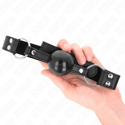 KINK - SOFT AND SOLID BALL 4 CM GAG WITH LEATHERETTE STRAP 62 x 2.5 CM ADJUSTABLE 42-58 CM - My naughty haven #