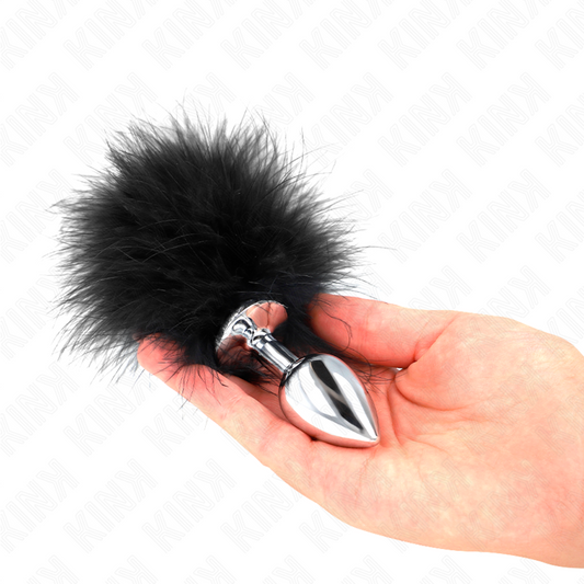 KINK - STAINLESS STEEL ANAL PLUG 11 x 7 CM WITH FEATHER 11 CM - My naughty haven #
