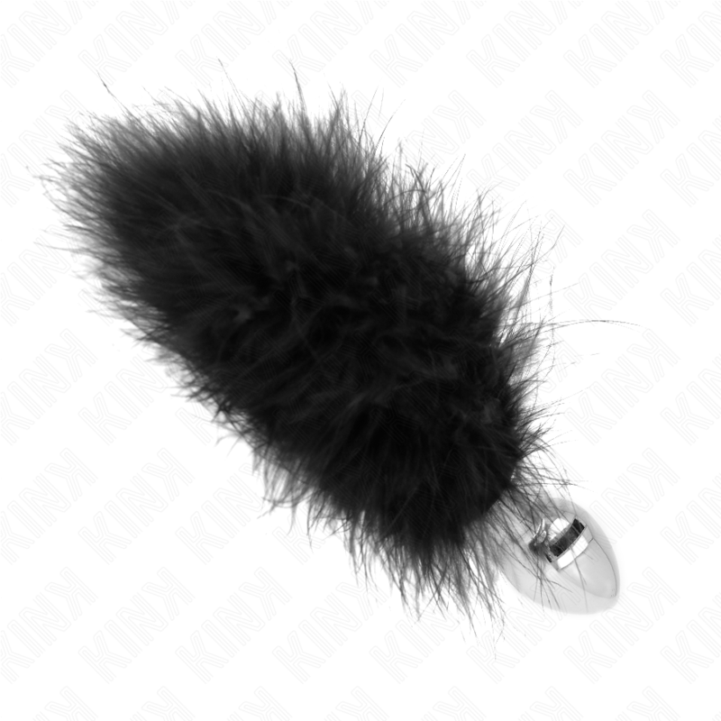 KINK - STAINLESS STEEL ANAL PLUG 11 x 7 CM WITH FEATHER 11 CM - My naughty haven #