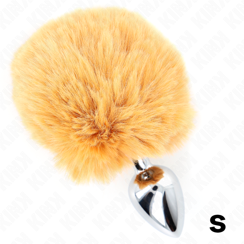 KINK - STAINLESS STEEL PLUG 7 x 3 CM WITH BEIGE FAUX FUR RABBIT TAIL 8 CM - My naughty haven #