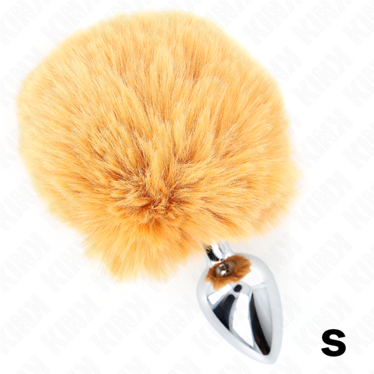 KINK - STAINLESS STEEL PLUG 7 x 3 CM WITH BEIGE FAUX FUR RABBIT TAIL 8 CM - My naughty haven #