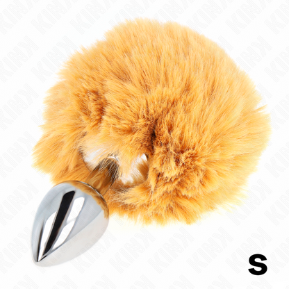 KINK - STAINLESS STEEL PLUG 7 x 3 CM WITH BEIGE FAUX FUR RABBIT TAIL 8 CM - My naughty haven #