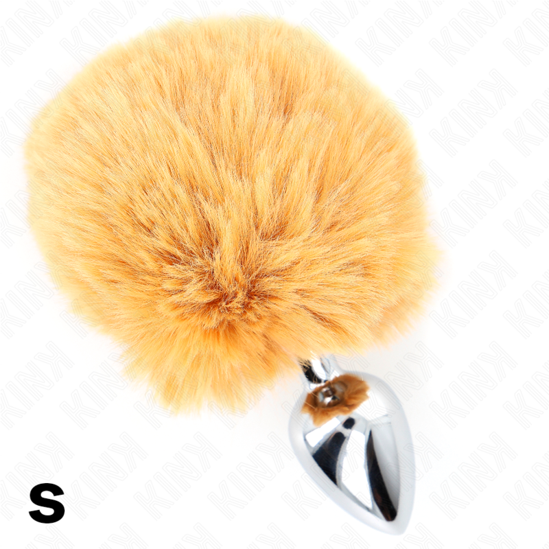 KINK - STAINLESS STEEL PLUG 7 x 3 CM WITH BEIGE FAUX FUR RABBIT TAIL 8 CM - My naughty haven #