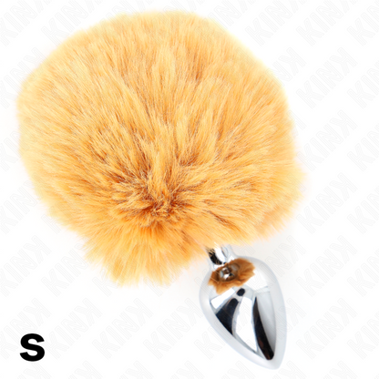 KINK - STAINLESS STEEL PLUG 7 x 3 CM WITH BEIGE FAUX FUR RABBIT TAIL 8 CM - My naughty haven #