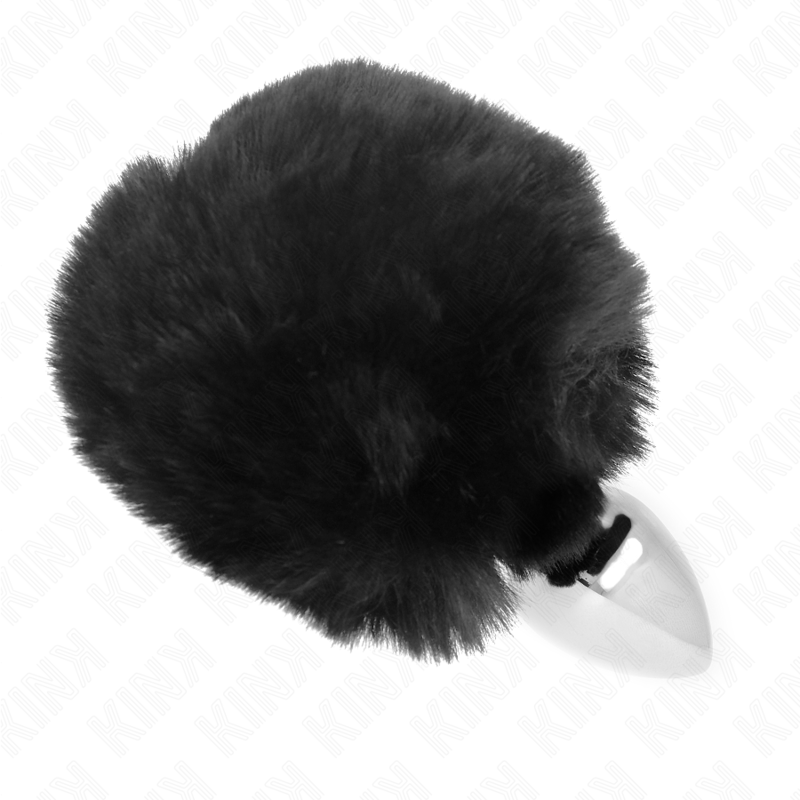 KINK - STAINLESS STEEL PLUG 7 x 3 CM WITH BLACK FAUX FUR RABBIT TAIL 8 CM - My naughty haven #