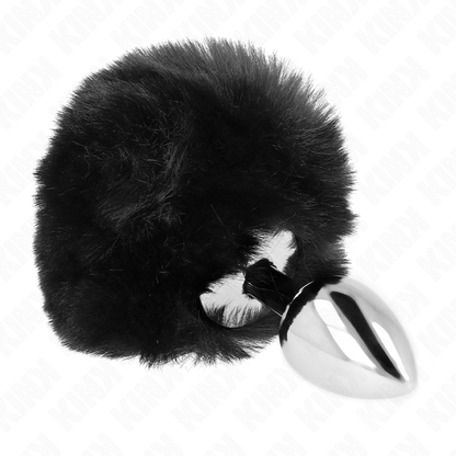 KINK - STAINLESS STEEL PLUG 7 x 3 CM WITH BLACK FAUX FUR RABBIT TAIL 8 CM - My naughty haven #