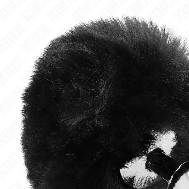 KINK - STAINLESS STEEL PLUG 7 x 3 CM WITH BLACK FAUX FUR RABBIT TAIL 8 CM - My naughty haven #