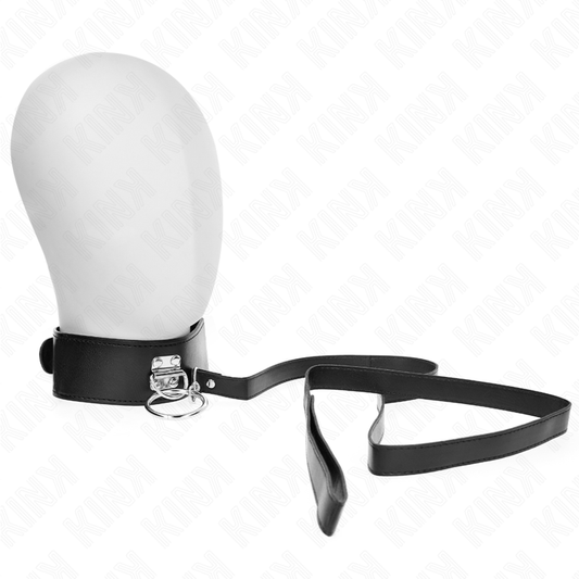 KINK - STUDDED LEASH 116 CM COLLAR WITH LEATHERETTE STRAP 50 X 5 CM - My naughty haven #
