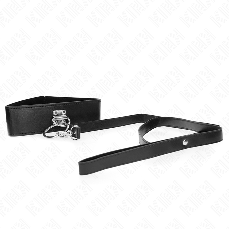 KINK - STUDDED LEASH 116 CM COLLAR WITH LEATHERETTE STRAP 50 X 5 CM - My naughty haven #