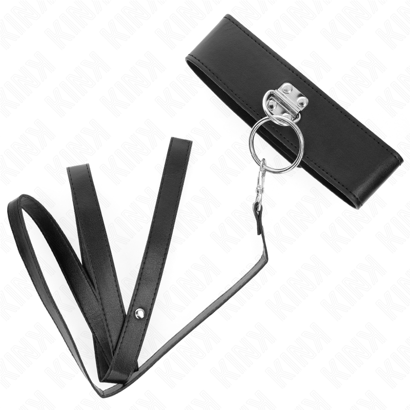 KINK - STUDDED LEASH 116 CM COLLAR WITH LEATHERETTE STRAP 50 X 5 CM - My naughty haven #