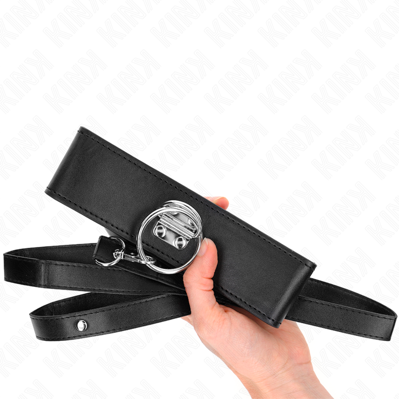 KINK - STUDDED LEASH 116 CM COLLAR WITH LEATHERETTE STRAP 50 X 5 CM - My naughty haven #