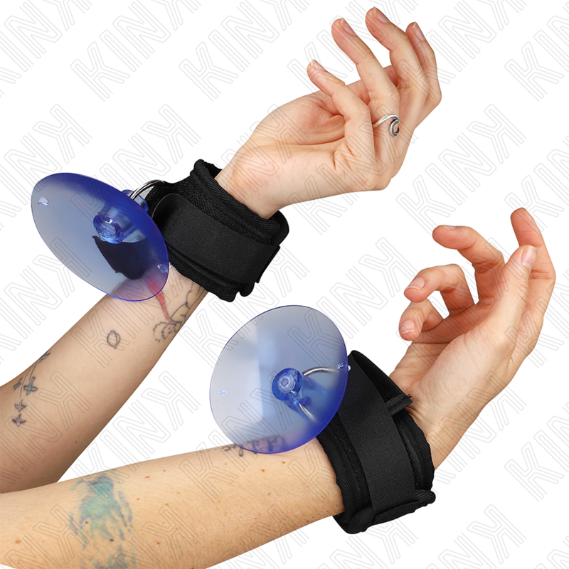 KINK - SUCTION CUP WRIST RESTRAINTS BLACK 29-40 CM X 5 CM - My naughty haven #