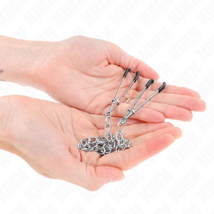 KINK - THIN NIPPLE CLAMPS WITH THICK CHAIN 30 CM - My naughty haven #