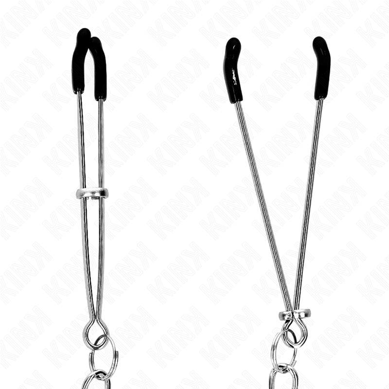 KINK - THIN NIPPLE CLAMPS WITH THICK CHAIN 30 CM - My naughty haven #