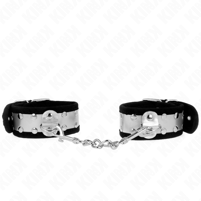 KINK - THIN WRIST RESTRAINTS BLACK / SILVER 30 X 4 CM - My naughty haven #