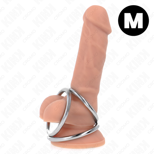 KINK - TRIPLE CHROME METAL PENIS RING 3.8 CM TO 5 CM MODEL 2 - My naughty haven #