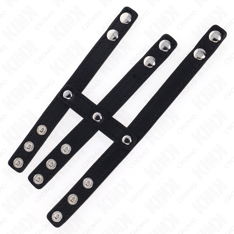 KINK - TRIPLE LEATHER PENIS RING WITH PRESSURE CLOSURE - My naughty haven #