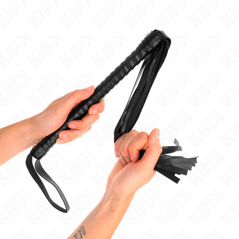 KINK - WHIP WITH BLACK TEXTURED HANDLE 48.5 CM - My naughty haven #