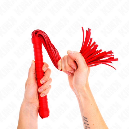KINK - WHIP WITH RED TEXTURED HANDLE 48.5 CM - My naughty haven #