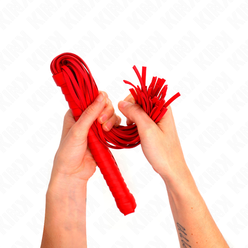 KINK - WHIP WITH RED TEXTURED HANDLE 48.5 CM - My naughty haven #