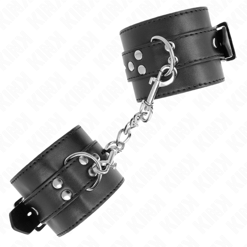 KINK - WRIST RESTRAINTS BLACK WITH BLACK BELT ADJUSTABLE 17-28 CM X 6 CM - My naughty haven #