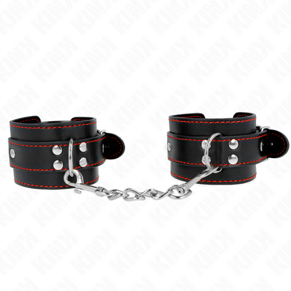 KINK - WRIST RESTRAINTS BLACK WITH RED LINING ADJUSTABLE 20-28 CM X 5.5 CM - My naughty haven #